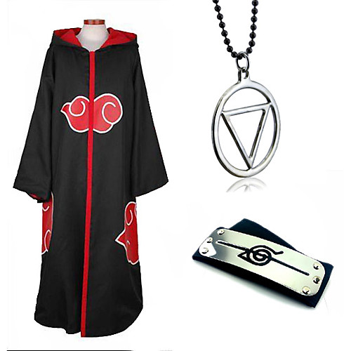 

Inspired by Naruto Akatsuki Anime Cosplay Costumes Japanese Cosplay Suits Cosplay Accessories Solid Colored Long Sleeve Necklace Headband Hoodie Cloak For Men's Women's