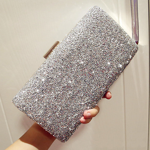

Women's Rhinestone PU Evening Bag Solid Colored Black / Gold / Silver