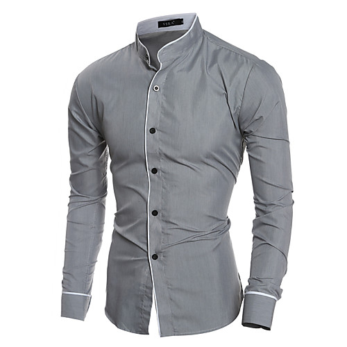 

Men's Plus Size Geometric Color Block Print Shirt Elegant Street chic Going out Club Standing Collar White / Black / Gray / Long Sleeve