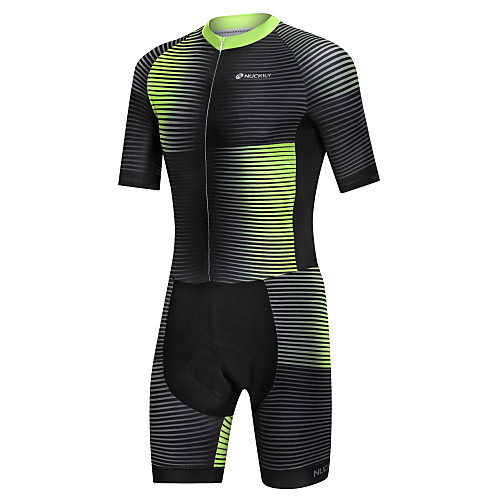 

Nuckily Men's Short Sleeve Triathlon Tri Suit Black / Green Gradient Bike Windproof Breathable Quick Dry Sports Spandex Gradient Mountain Bike MTB Road Bike Cycling Clothing Apparel / Micro-elastic