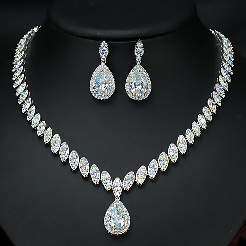 

Women's AAA Cubic Zirconia Bridal Jewelry Sets Fancy Love Luxury Vintage Cute Platinum Plated Earrings Jewelry White For Wedding Party 1 set