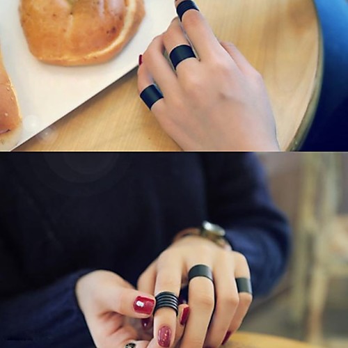 

Men's Women's Open Cuff Ring Ring Set Open Ring 3pcs Black Alloy Circle Stylish Simple Vintage Party Gift Jewelry Retro / Adjustable Ring