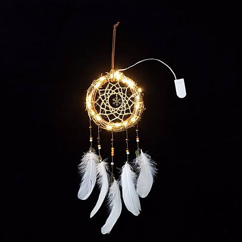 

Led Boho Dream Catcher Handmade Gift Wall Hanging Decor Art Ornament Craft Feather Bead Rattan 1650cm for Kids Bedroom Wedding Festival