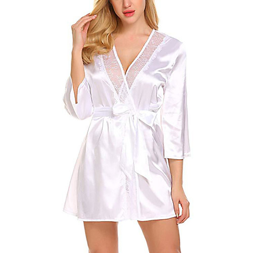 

Women's Layered Cut Out Mesh Robes Uniforms & Cheongsams Nightwear Jacquard Solid Colored White / Black / Blue S M L