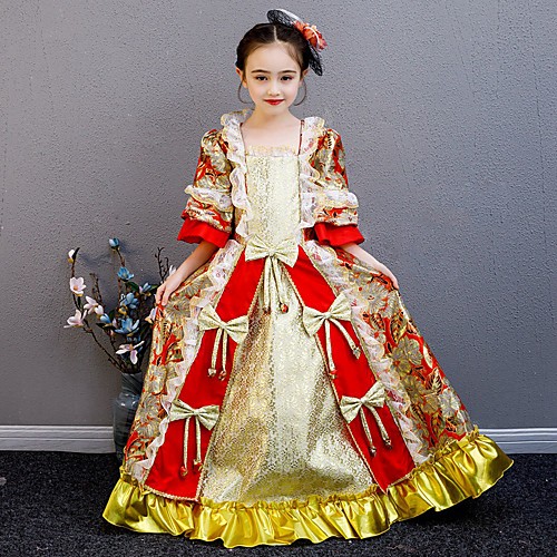 

Princess Maria Antonietta Rococo Victorian Medieval Vacation Dress Dress Outfits Costume Prom Dress Girls' Kid's Costume RedGolden Vintage Cosplay Party / Evening Birthday Party Birthday Long Length