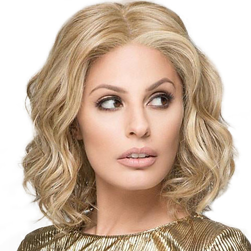 

Synthetic Wig Curly Middle Part Wig Blonde Medium Length Light golden Synthetic Hair 12 inch Women's Fashionable Design Women Synthetic Blonde