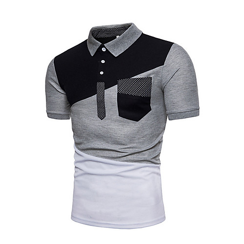 

Men's Color Block Polo Shirt Collar White / Black / Light gray