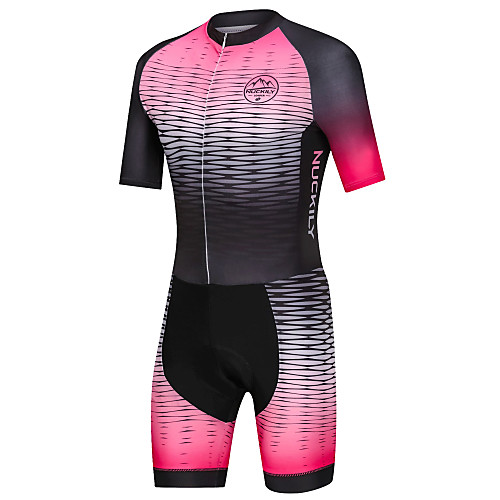 

Nuckily Men's Triathlon Tri Suit Pink Gradient Bike Windproof Breathable Quick Dry Sports Spandex Geometric Mountain Bike MTB Road Bike Cycling Clothing Apparel / Micro-elastic / Race Fit