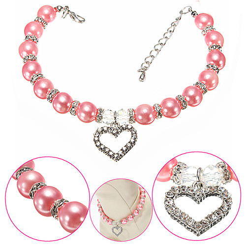 

Dog Collar Necklace Adjustable Size Decoration Color Block Heart Alloy Purple Pink