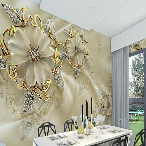 

3D Gold Flower Diamond Modern Bling Wall Mural Wallpaper Living Room Bedroom