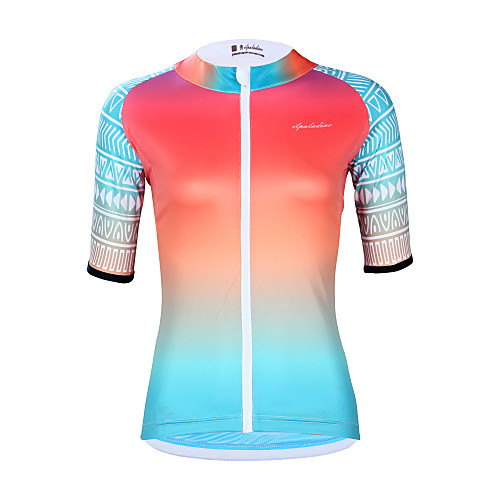 

ILPALADINO Women's Short Sleeve Cycling Jersey Elastane Pink Gradient Bike Jersey Top UV Resistant Quick Dry Moisture Wicking Sports Clothing Apparel