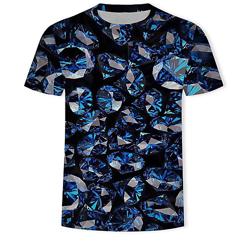 

Men's Geometric 3D Print T-shirt Blue