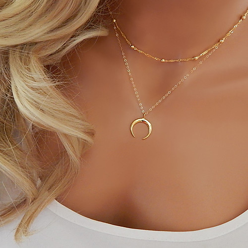 

Women's Pendant Necklace Layered Necklace Layered Moon Ball Bohemian European Fashion Silver Plated Gold Plated Gold Silver 40 cm Necklace Jewelry 1pc For Gift Daily