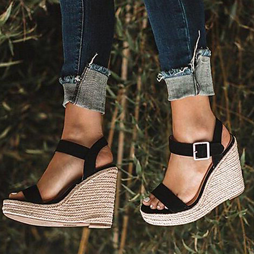 

Women's Sandals Wedge Sandals Flat Sandal Spring & Fall / Spring & Summer Wedge Heel Open Toe Casual Minimalism Daily Office & Career Geometric Suede / PU Golden / Almond / White