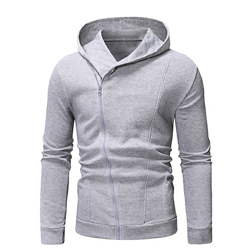 

Men's Plus Size Hoodie Solid Colored Hooded Casual / Basic Slim Black Blue Light gray Dark Gray Brown M L XL XXL XXXL