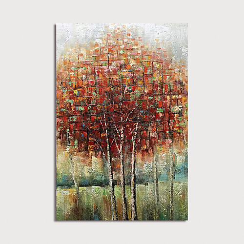 

Oil Painting Hand Painted Vertical Abstract Floral / Botanical Modern Stretched Canvas