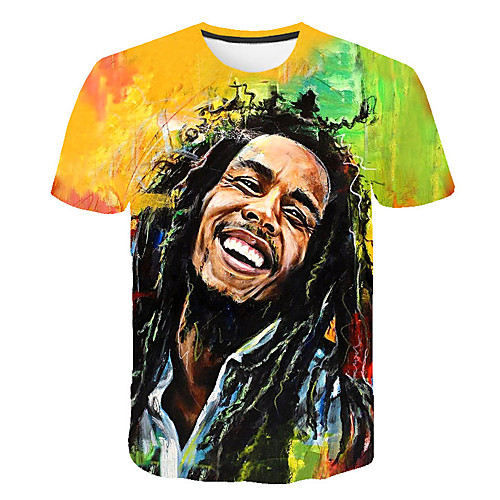 

Men's Plus Size 3D Graphic Print T-shirt Basic Daily Street Round Neck Rainbow / Short Sleeve / Portrait