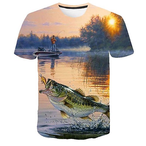 

Men's T shirt Graphic 3D Plus Size Print Short Sleeve Casual Tops Blue