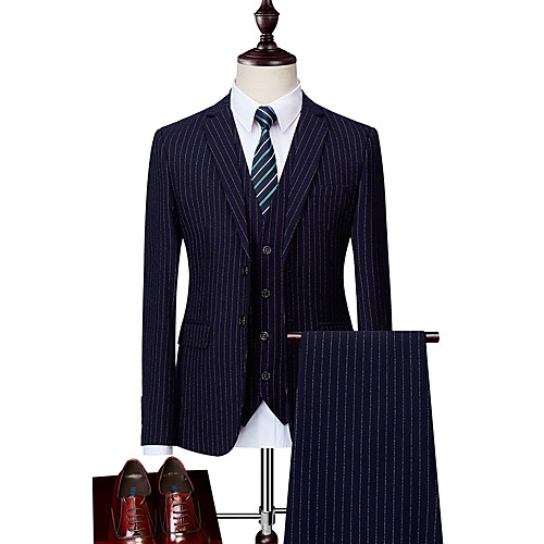 

Tuxedos Standard Fit Notch Single Breasted Two-buttons Polyester Stripes
