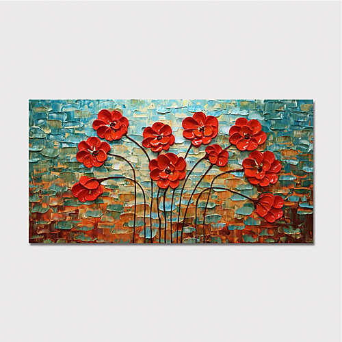 

Oil Painting Hand Painted Horizontal Floral / Botanical Modern Stretched Canvas