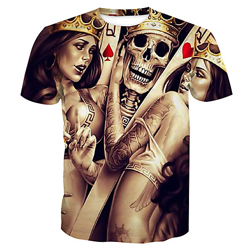 

Men's 3D Cartoon Print T-shirt Yellow