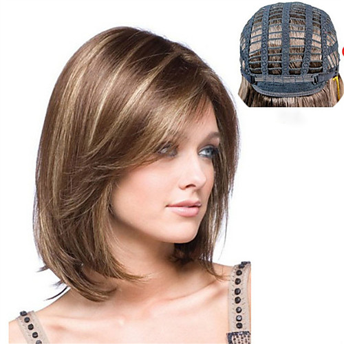 

Synthetic Wig Weave Ombre Natural Wave Natural Straight Bob Wig Medium Length Medium Brown / Bleached Blonde Synthetic Hair 14 inch Women's Fashionable Design Synthetic Comfortable Brown Ombre