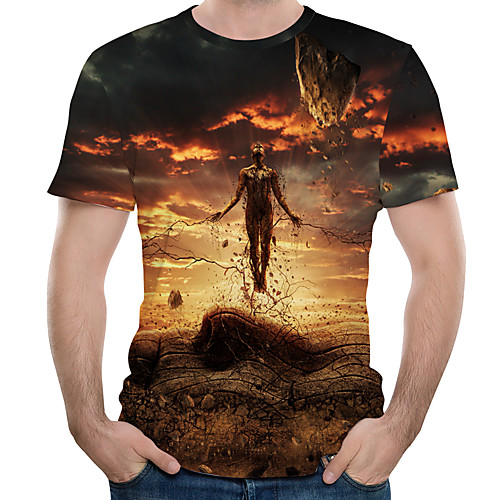 

Men's Plus Size 3D Graphic Print T-shirt - Cotton Round Neck Black