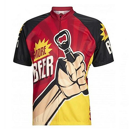 

21Grams Men's Short Sleeve Cycling Jersey Red / Yellow Retro Oktoberfest Beer Bike Jersey Top Mountain Bike MTB Breathable Quick Dry Moisture Wicking Sports Clothing Apparel / Micro-elastic
