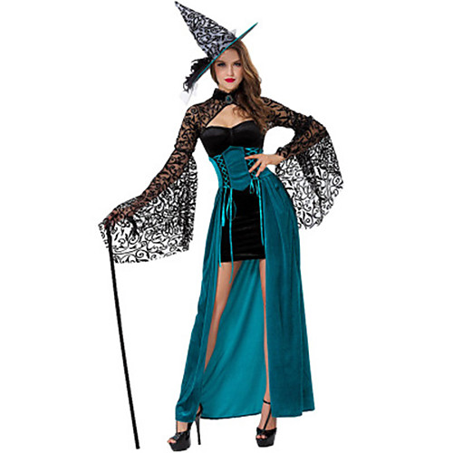 

Witch Dress Cosplay Costume Adults' Women's Dresses Vacation Dress Halloween Christmas Halloween Carnival Festival / Holiday Lace Plush Fabric Black Women's Easy Carnival Costumes Halloween Holiday