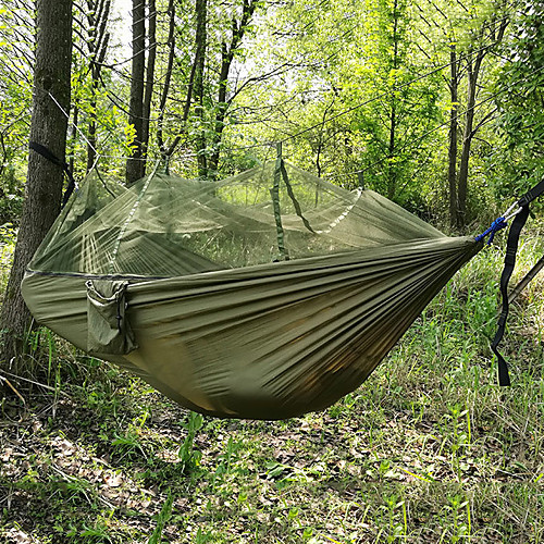 

Camping Hammock with Mosquito Net Outdoor Anti-Mosquito Ultra Light (UL) Collapsible Parachute Nylon for 2 person Camping Camping / Hiking / Caving Outdoor PinkBlue Sky Blue Blue Dark Green