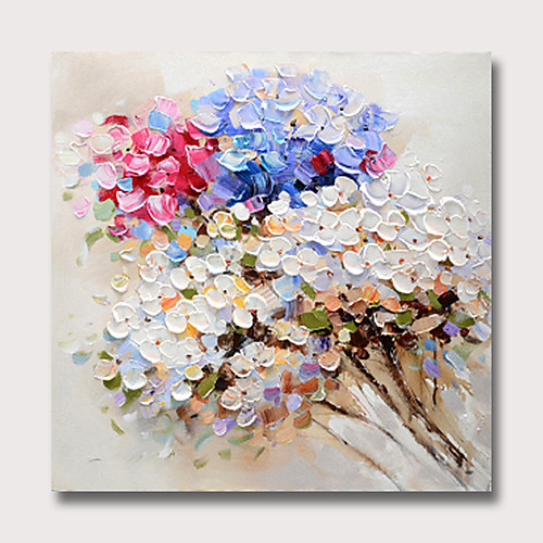 

Oil Painting Hand Painted Square Abstract Floral / Botanical Modern Rolled Canvas (No Frame)