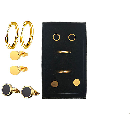 

Men's Earrings Stainless Steel Earrings Jewelry Gold For Gift Daily 3 Pairs