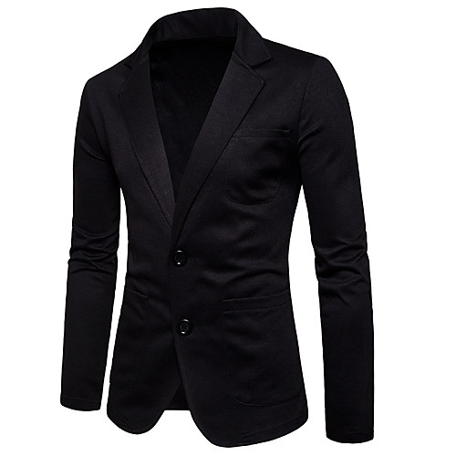 

Men's EU / US Size Blazer, Solid Colored Shirt Collar Cotton Black / Dark Gray / Light gray