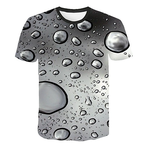 

Men's T shirt Geometric 3D Plus Size Short Sleeve Casual Tops Streetwear Punk & Gothic White