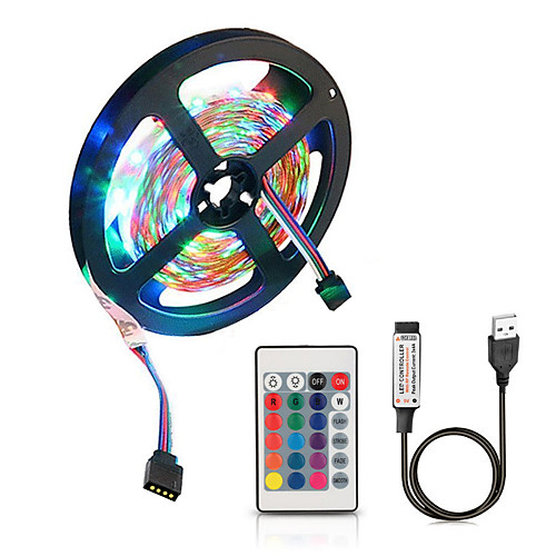 

ZDM 2m Flexible LED Light Strips 120 LEDs 2835 SMD 8mm 1 24Keys Remote Controller 1 set RGB Cuttable Decorative Self-adhesive 5 V USB Powered