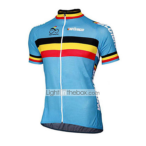 

21Grams Belgium National Flag Men's Short Sleeve Cycling Jersey - Blue Bike Top UV Resistant Moisture Wicking Quick Dry Sports Terylene Mountain Bike MTB Road Bike Cycling Clothing Apparel