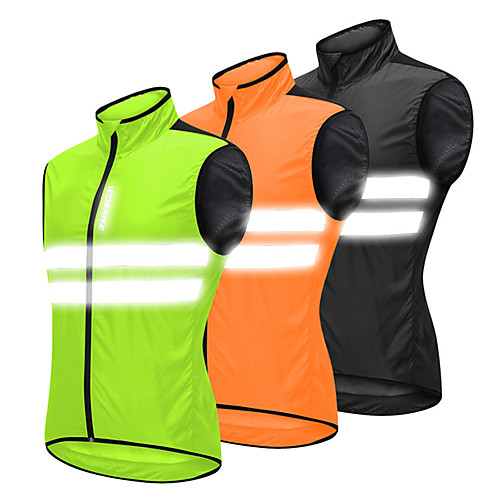 

WOSAWE Men's Sleeveless Cycling Vest Orange Green Black Bike Vest / Gilet Windbreaker Jersey Mountain Bike MTB Road Bike Cycling Windproof Breathable Reflective Strips Sports Clothing Apparel