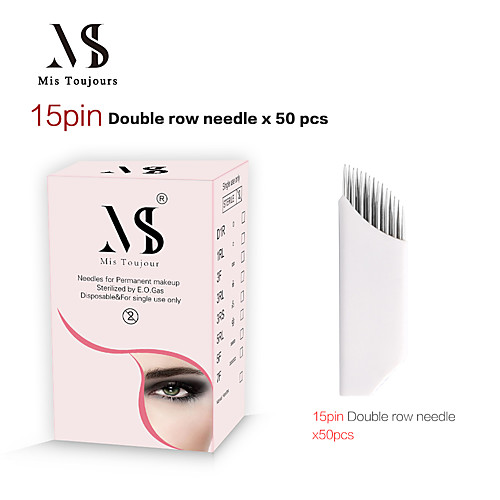 

50pcs Fast Coloring Manual Microblading Needles Double Rows 15Pin Bevel Tebori Tattoo Blades For Permanent Makeup Eyebrows Lips