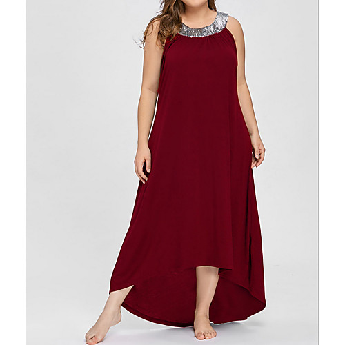 

Women's Plus Size Maxi A Line Dress - Sleeveless Solid Colored Going out Loose Black Purple Red XL XXL XXXL XXXXL