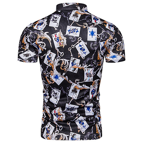

Men's Graphic Print Slim Polo Basic Elegant Daily Going out Black / Short Sleeve