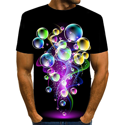 

Men's 3D Graphic Print T-shirt Street chic Exaggerated Daily Wear Club Round Neck Black / Short Sleeve