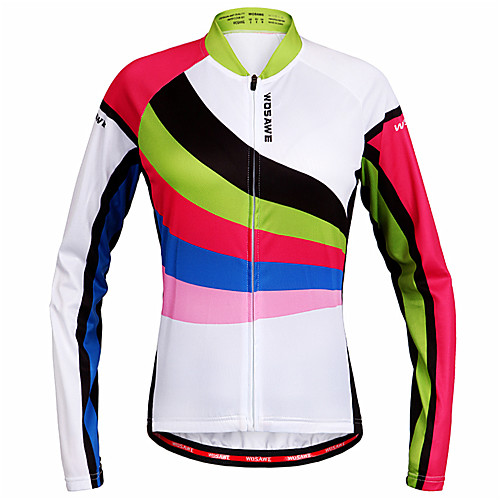 

WOSAWE Women's Long Sleeve Cycling Jersey Winter Polyester Rainbow Patchwork Bike Jersey Top Mountain Bike MTB Road Bike Cycling Quick Dry Sports Clothing Apparel / Stretchy / Advanced / Advanced