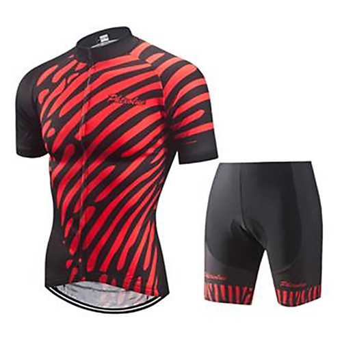 

Men's Short Sleeve Cycling Jersey with Shorts Black / Red Stripes Bike Clothing Suit Breathable Quick Dry Ultraviolet Resistant Sports Stripes Mountain Bike MTB Road Bike Cycling Clothing Apparel