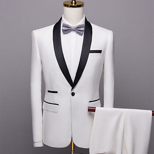

Tuxedos Tailored Fit Shawl Collar Single Breasted One-button Polyester Solid Colored