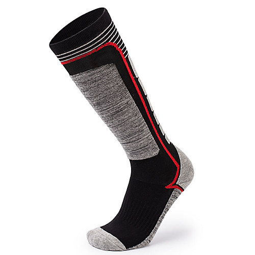 

Men's Women's Athletic Sports Socks Hiking Socks Ski Socks 1 Pair Winter Outdoor Breathable Quick Dry Warm Reduces Chafing Socks Long Socks Patchwork Cotton Fuchsia Grey Orange for Climbing Traveling