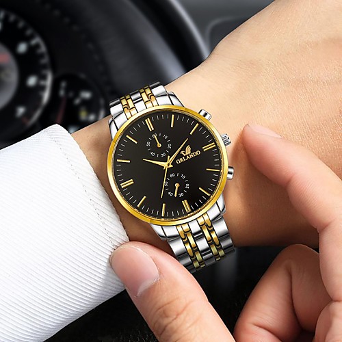 

Men's Steel Band Watches Quartz Silver / Gold Stopwatch Casual Watch Analog Casual Fashion - Golden GoldenBlack Gold / White
