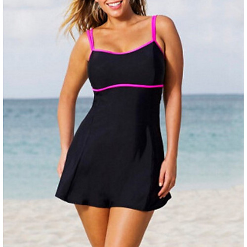 

Women's Tankini Swimsuit Color Block Black Plus Size Swimwear Bathing Suits