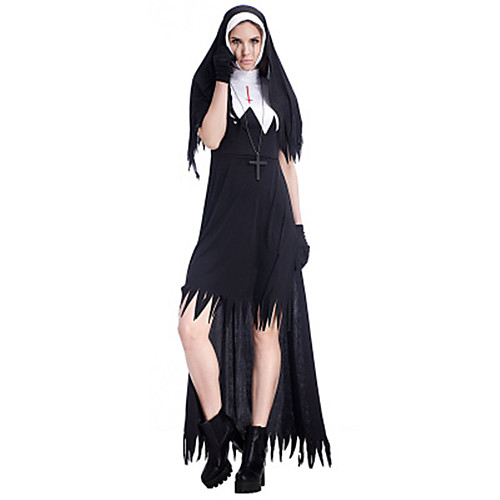 

Witch Nun Missionary Dress Cosplay Costume Masquerade Adults' Women's Vacation Dress Halloween Christmas Halloween Carnival Festival / Holiday Polyster Black Women's Easy Carnival Costumes Halloween