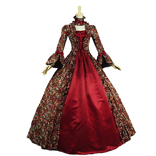 

Princess Maria Antonietta Floral Style Rococo Victorian Renaissance Vacation Dress Dress Party Costume Masquerade Women's Lace Costume Red Vintage Cosplay Christmas Halloween Party / Evening 3/4