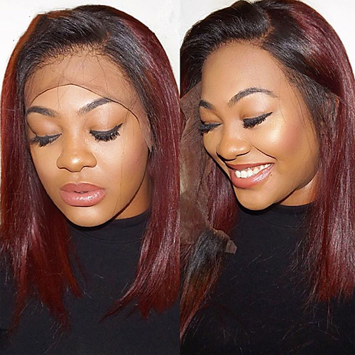 

Human Hair Lace Front Wig Bob style Brazilian Hair Straight Red Wig 130% Density Women Best Quality New New Arrival Hot Sale Women's Short Wig Accessories Human Hair Lace Wig Laflare